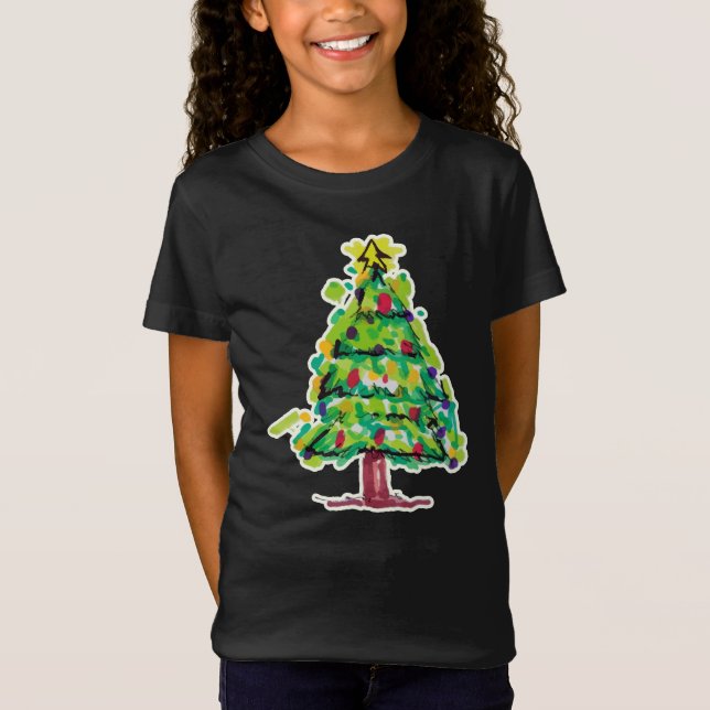 Weihnachtsbaum - farbenfrohe Illustration T-Shirt (Vorderseite)