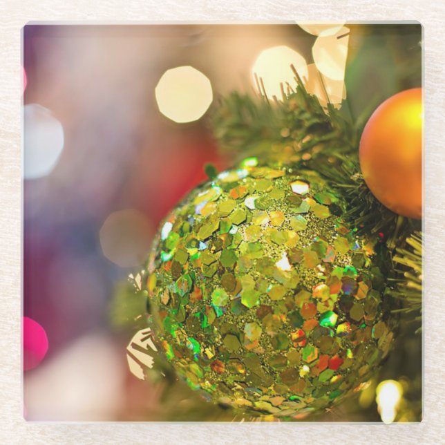 Weihnachtsbaum Farbiges Getränk Glasuntersetzer (Vorderseite)