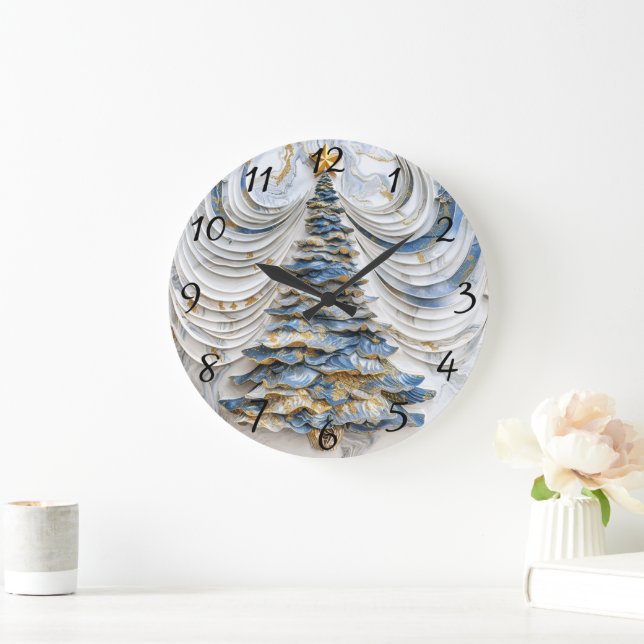 Weihnachtsbaum Feierliche Magie Große Wanduhr (Zuhause)