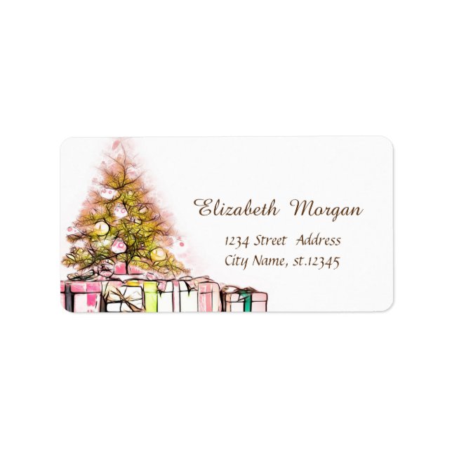 Weihnachtsbaum, Feiertage Adressaufkleber (Vorne)