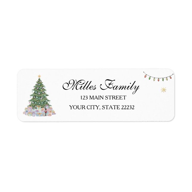 Weihnachtsbaum-Feiertags-Adressetikett (Vorne)