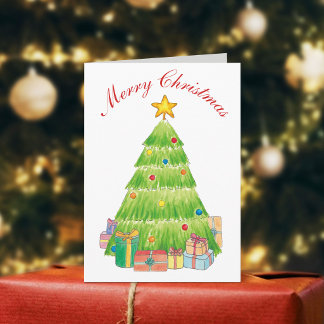Weihnachtsbaum-Feiertags-Grußkarte mit Wasserfarbe Feiertagskarte
