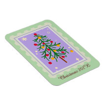 Weihnachtsbaum-Feiertags-Karte Lila & Grün