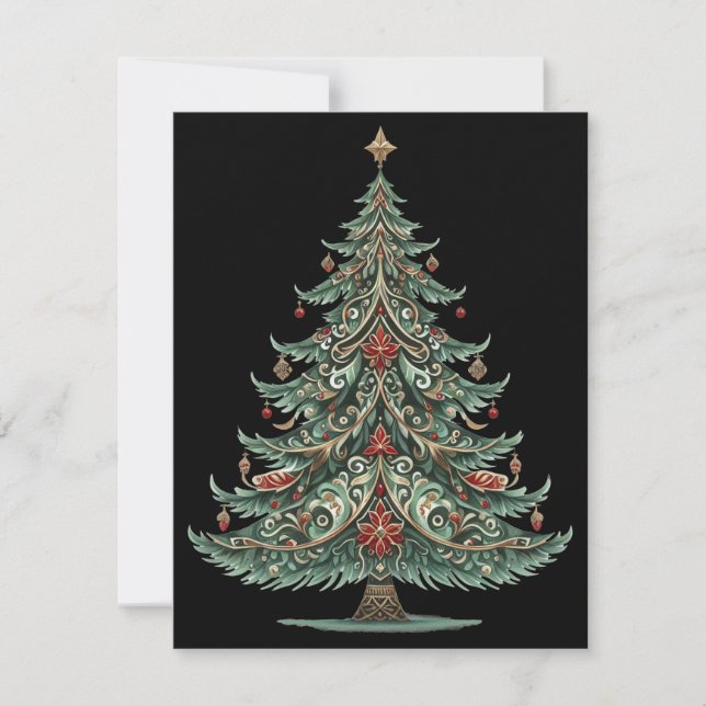 Weihnachtsbaum-Feiertagskarte mit Laune (Vorderseite)