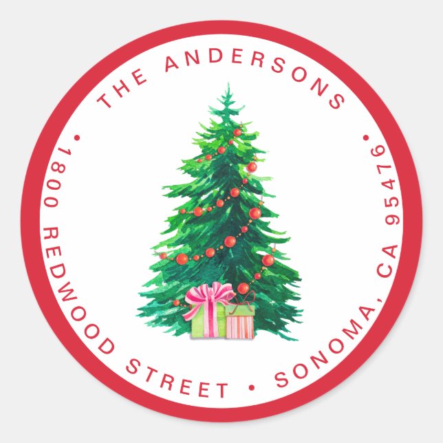 Weihnachtsbaum | Ferien-Rücksendeadresse Runder Aufkleber (Vorderseite)