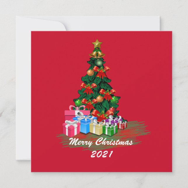 Weihnachtsbaum-Flat-Grußkarte Karte (Vorderseite)