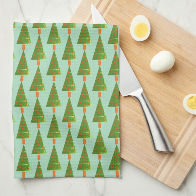 Weihnachtsbaum Forest Kitchen Handtücher gestempel (Viertel Falte)