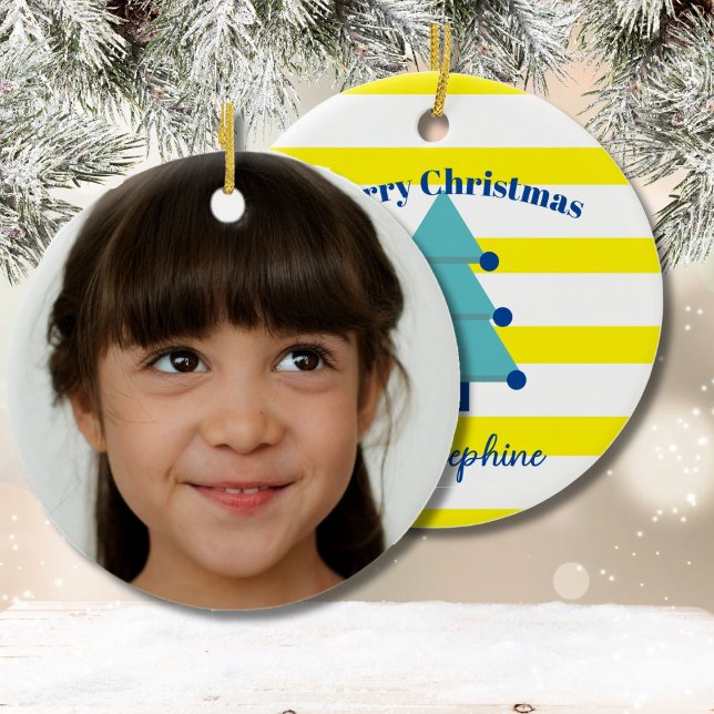 Weihnachtsbaum Foto Blau Farbenfroh Moderne Keramik Ornament (Von Creator hochgeladen)