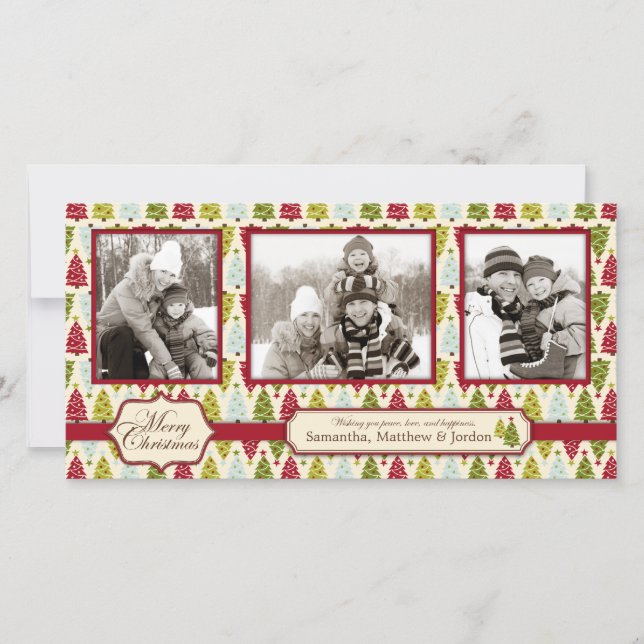 Weihnachtsbaum Foto Card Trio Feiertagskarte (Vorderseite)