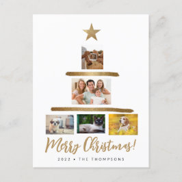 Weihnachtsbaum-Foto Collage Gold Star Feiertagspostkarte
