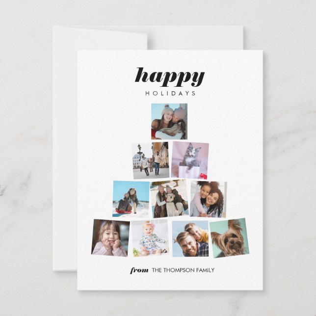 Weihnachtsbaum-Foto Collage Holiday Card Einladung (Vorderseite)