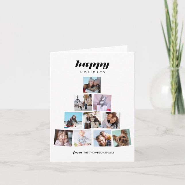 Weihnachtsbaum-Foto Collage Holiday Karte (Vorderseite)