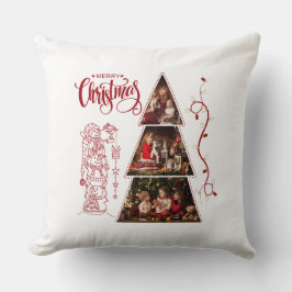 Weihnachtsbaum Foto Collage Roter Stil Kissen