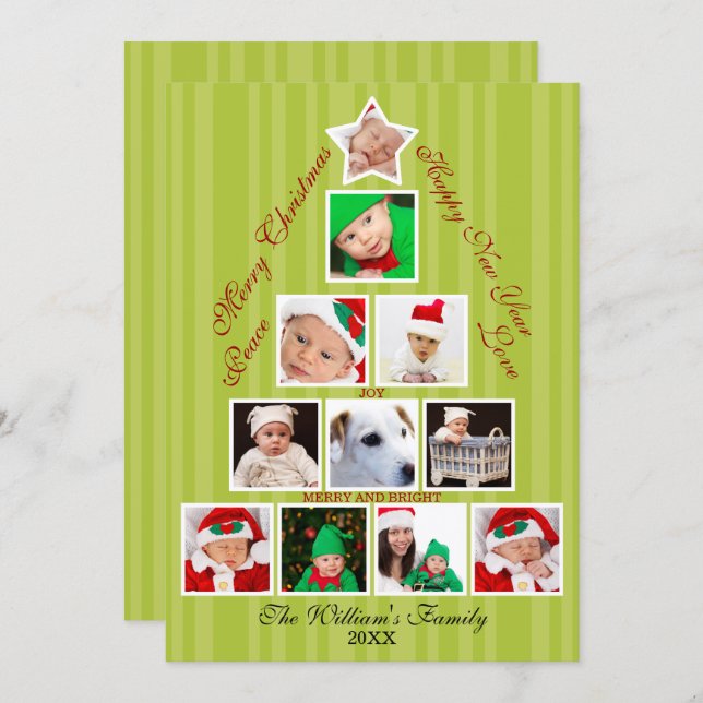 Weihnachtsbaum Foto Collage Urlaub Feiertagskarte (Vorne/Hinten)
