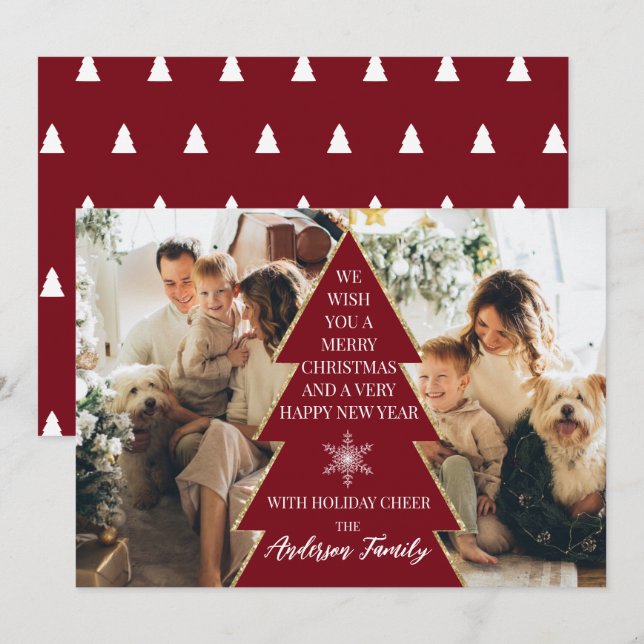 Weihnachtsbaum Foto Familienurlaubskarte Feiertagskarte (Vorne/Hinten)