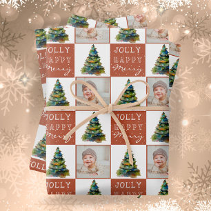 Weihnachtsbaum-Foto-Feiertagsmuster Geschenkpapier Set