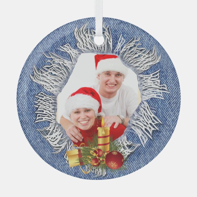 Weihnachtsbaum Foto Ornament Aus Glas (Vorderseite)