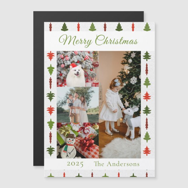 Weihnachtsbaum-Fotocollage Magnetkarte (Vorne/Hinten)