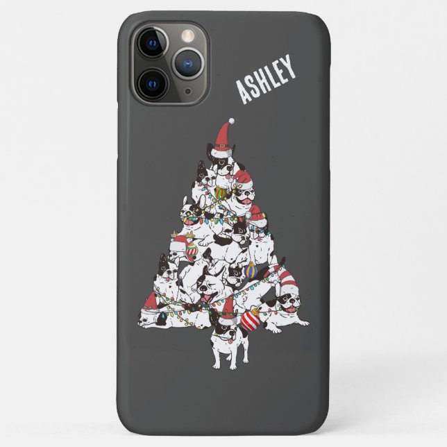 Weihnachtsbaum Französischer Bulldog Welpe Case-Mate iPhone Hülle (Rückseite)