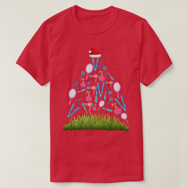 Weihnachtsbaum Friseur Weihnachtsmann Weihnachten  T-Shirt (Design vorne)