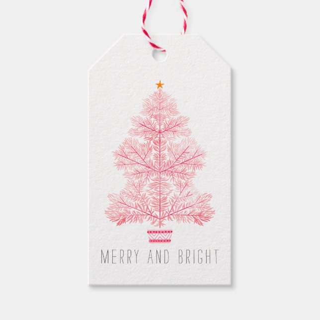 Weihnachtsbaum frohe und helle Ferien Geschenkanhänger (Vorderseite)