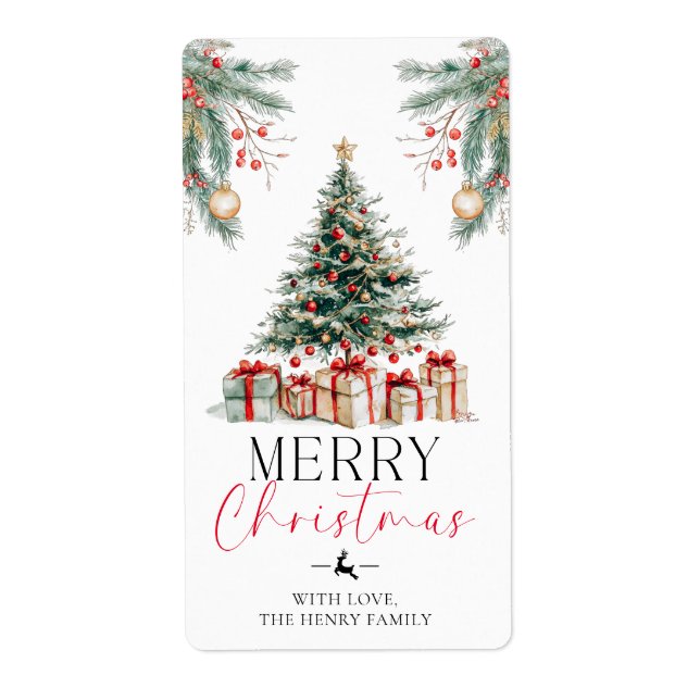 Weihnachtsbaum Frohe Weihnachten Geschenk Aufklebe (Vorne)