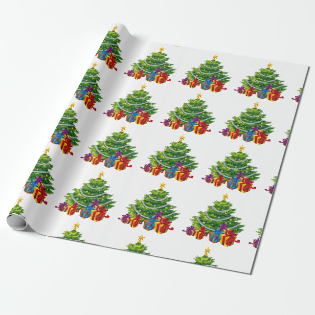 Weihnachtsbaum, frohe Weihnachten Geschenkpapier (Ungerollt)