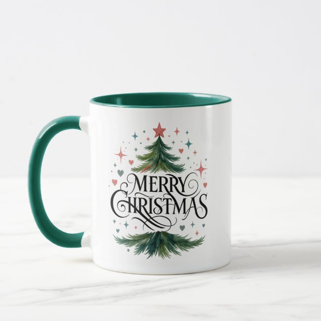 Weihnachtsbaum Frohe Weihnachten Kaffeetasse (Links)