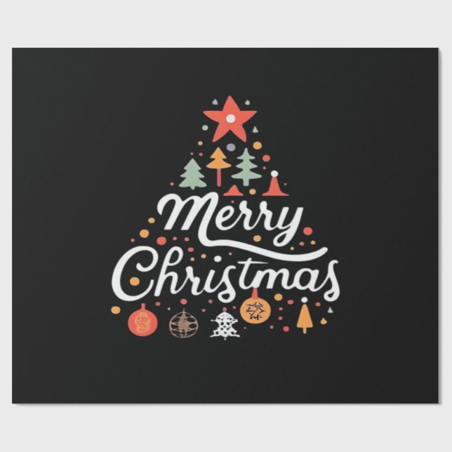 Weihnachtsbaum Frohe Weihnachten Klassiker Geschenkpapier (Flach)