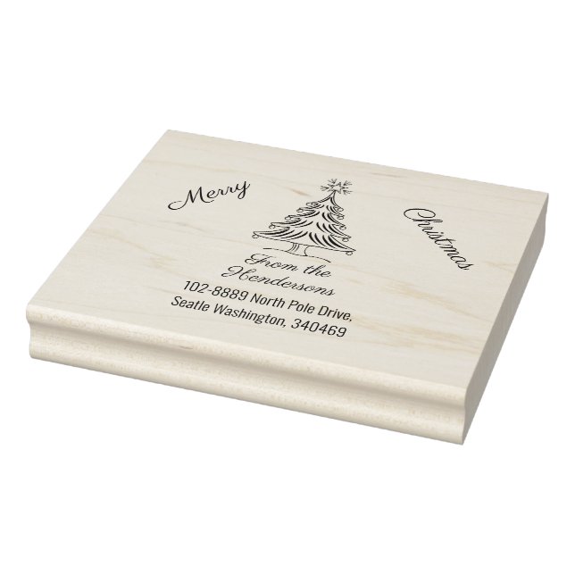 Weihnachtsbaum, Frohe Weihnachten, Name und Anschr Gummistempel (Stempel)