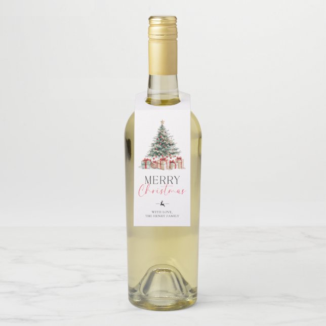 Weihnachtsbaum Frohe Weihnachtsgeschenke Flaschenanhänger (Auf Flasche)