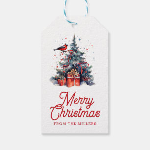 Weihnachtsbaum Frohe WeihnachtsRetro Typografie Geschenkanhänger