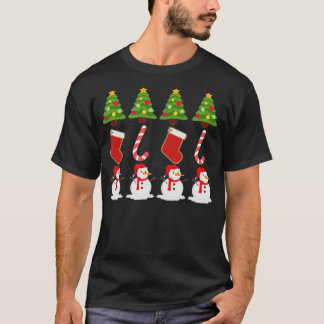 Weihnachtsbaum-Füllungen Candy Canes Schneemann Ge T-Shirt