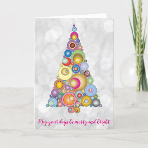 Weihnachtsbaum Funky Retro Bright Bright Colorful Feiertagskarte