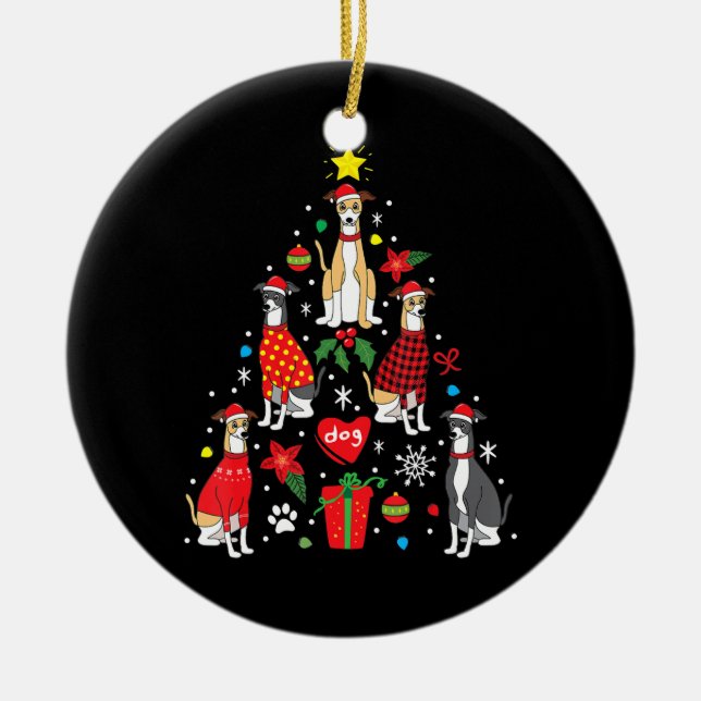 Weihnachtsbaum Funny Dog Mama Vater Keramik Ornament (Vorne)