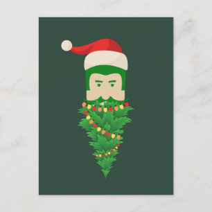 Weihnachtsbaum Funny Green Beard Weihnachtsmannmüt Postkarte