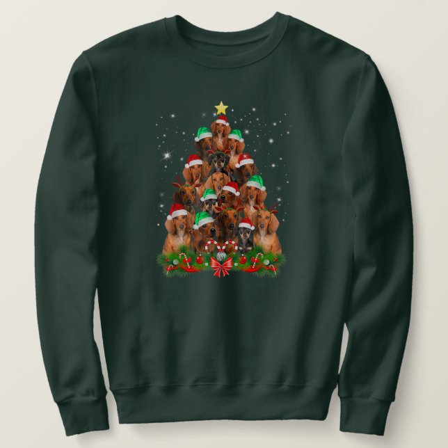 Weihnachtsbaum Funny Pajamas Xmas Dackel  Sweatshirt (Design vorne)