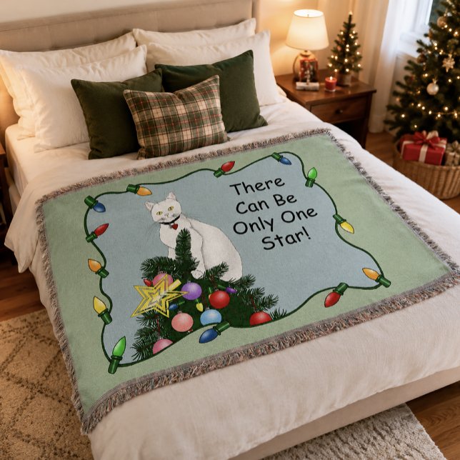 Weihnachtsbaum Funny White Cat Decke (Von Creator hochgeladen)