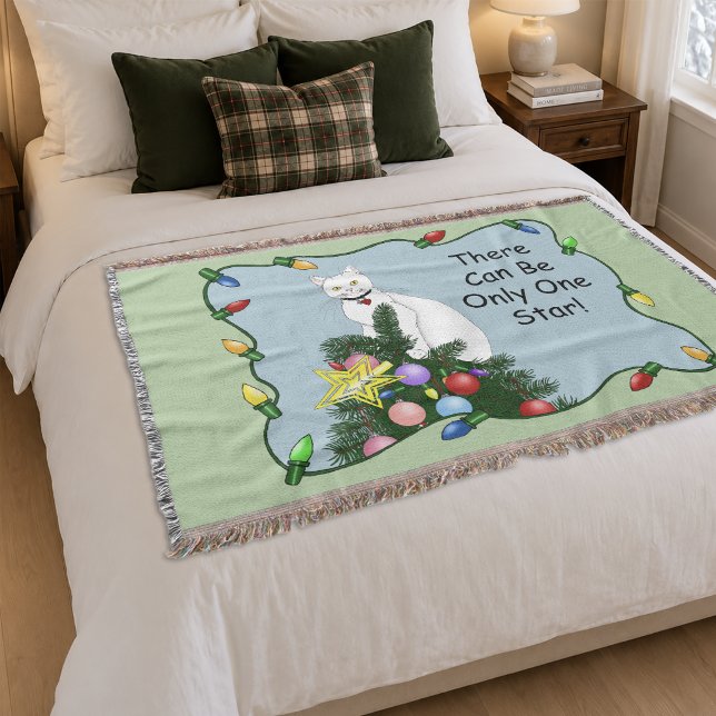 Weihnachtsbaum Funny White Cat Decke (Von Creator hochgeladen)