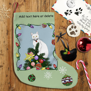 Weihnachtsbaum Funny White Cat Kleiner Weihnachtsstrumpf