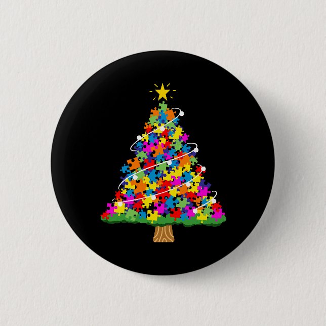 Weihnachtsbaum für Autismus Button (Vorderseite)