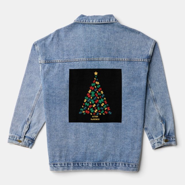 Weihnachtsbaum für Autismus Jeansjacke (Rückseite)