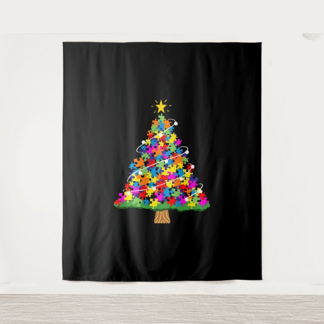 Weihnachtsbaum für Autismus Wandteppich (Vorderseite)
