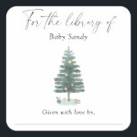 Weihnachtsbaum - für die Bibliothek Quadratischer Aufkleber<br><div class="desc">Winter Weihnachtsbaum Baby Dusche Party. Weihnachtsbaum immergrün. Aquarellkiefer Geschlechterneutraler Stil. Matching-Elemente verfügbar.</div>