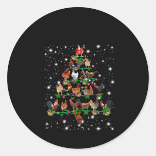 Weihnachtsbaum für Hühner, bedeckt durch Blitzlich Runder Aufkleber