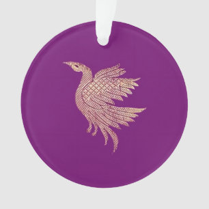 Weihnachtsbaum für lila und goldene Vögel Ornament