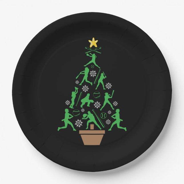 Weihnachtsbaum für Mädchen-Softball Damen Pappteller (Vorderseite)