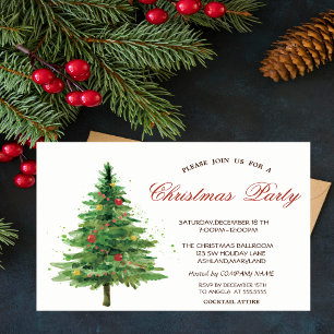Weihnachtsbaum für Wasserfarben Corporate Party Einladung