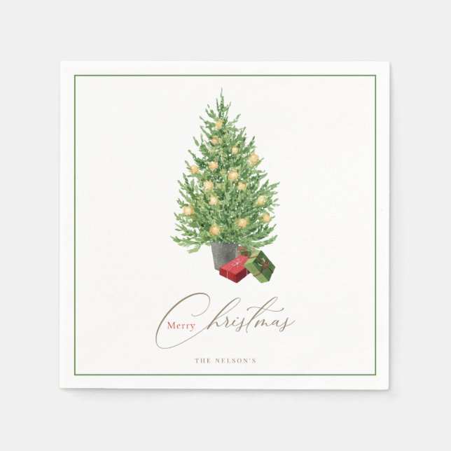 Weihnachtsbaum & Garland Feiertag Napkins Serviette (Vorderseite)