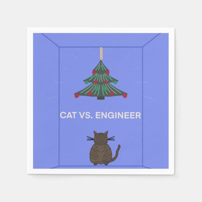 Weihnachtsbaum gegen Katze Serviette (Vorderseite)